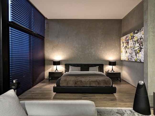 Posteľ potiahnutá kožou potiahnutá stenou