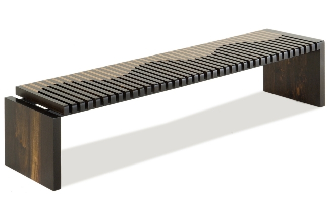 Záhradná lavička Onda-moderné brestové drevo Záhradná lavička Onda-moderná textúra dreva brest orech