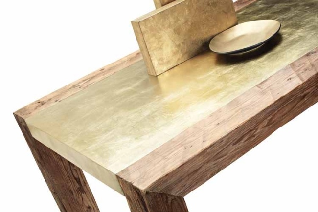 Drevený stôl Intasien zlatá optika-moderný dizajn Drevený stôl intasien zlatá optika-trendy moderného dizajnu