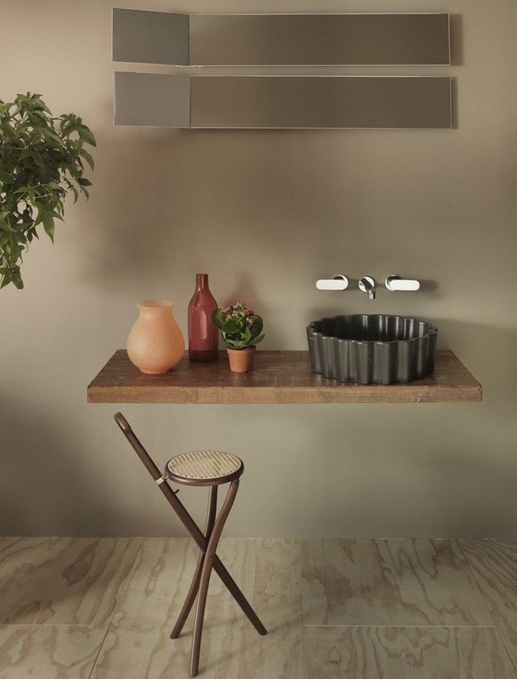 Nábytok z pravého dreva do kúpeľne - umývadlo od Flaminia nábytok z masívu-márnosť-umývadlo-pravé drevo-ručná výroba-masív-keramika-flaminia