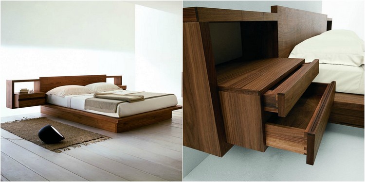 Posteľ s bočnými stolíkmi - útulný spálňový nábytok od Riva 1920 nábytok z masívu-hnedá-komoda-spálňa-orech-torino-pininfarina-riva1920