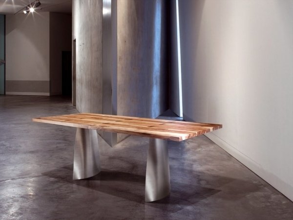 fuchs jedálenský stôl masívne drevo nerez zrno Scholtissek fuchs jedálenský stôl prírodné drevo nerezové zrno Scholtissek