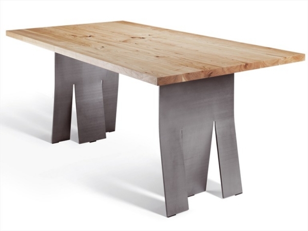 papradový jedálenský stôl dizajn doska z masívneho dreva nerezové nohy papradový jedálenský stôl doska z masívneho dreva, nerezové nohy