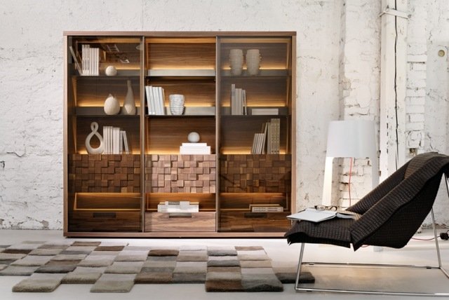 Nástenný systém nábytok z masívu štýlové originálne vstavané svetlá Nábytok z masívu štýlový originálny zapustený koberec