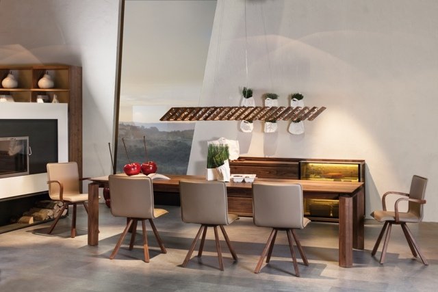 Jedáleň štýlovo zariadená stoličkami so štyrmi nohami nastaviť stoličky štyri nohy osvetlenie moderné