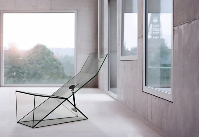 Stolička kompletne presklená moderného dizajnéra nábytku všetky sklenené moderné kusy nábytku