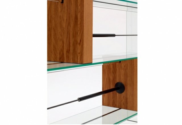 Knižnica detail systému drevo sklo Systém drevených detailov zo skla