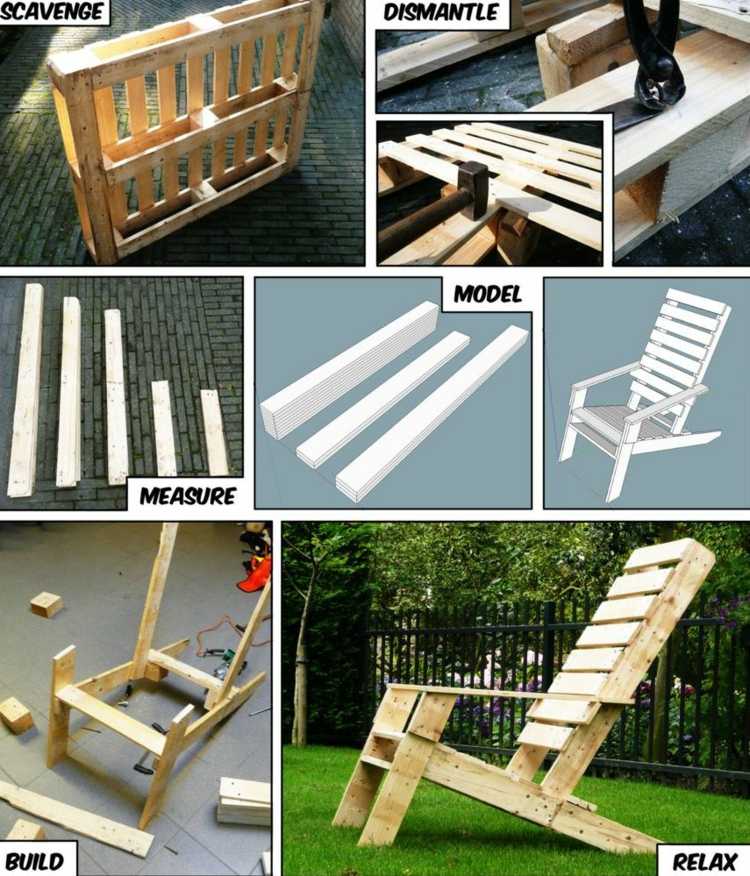 Drevená stolička vyrobená z europaliet s návodom drevený nábytok euro palety stolička záhrada nápad návod