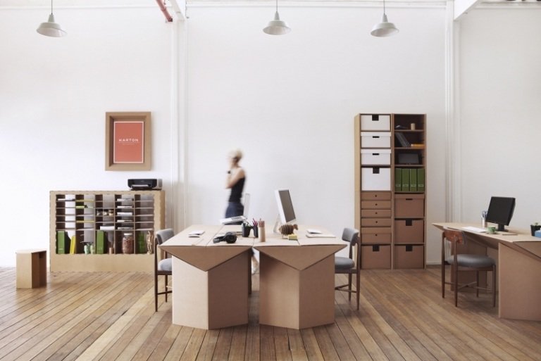 Moderný kartónový nábytok s minimalistickým vzhľadom Nábytok-vyrobený-z-kartónu-stoly-stoličky-nápady