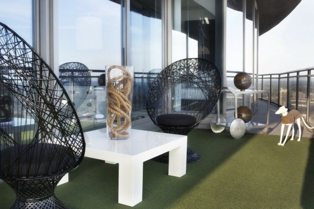 moderný balkón štýlový nábytok deco laná Balkónový štýlový nábytok deco laná figúrka psa