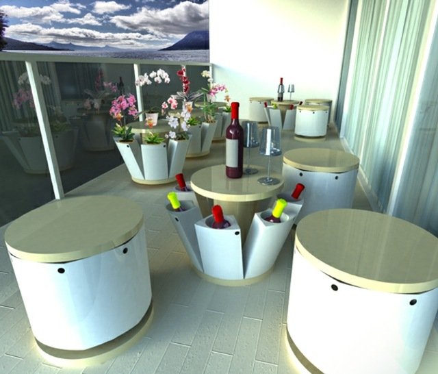 moderný záhradný nábytok kvetináče na víno Balkónový nábytok stolička na kvetináče na víno