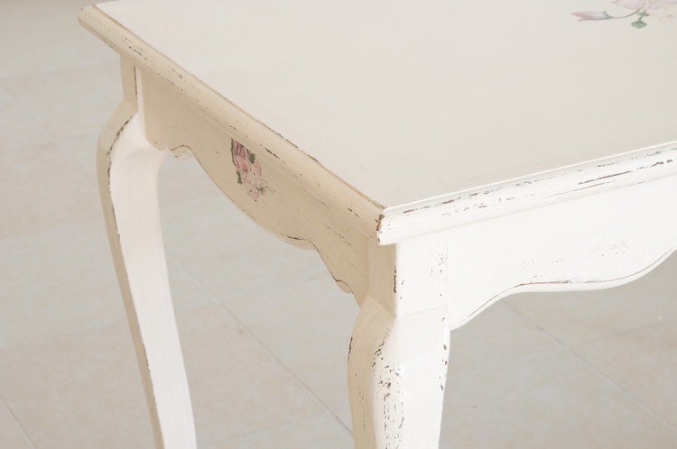 Ošumelý elegantný vzhľad sami-urob si sám-opotrebované-hrany-konferenčný stolík-biely