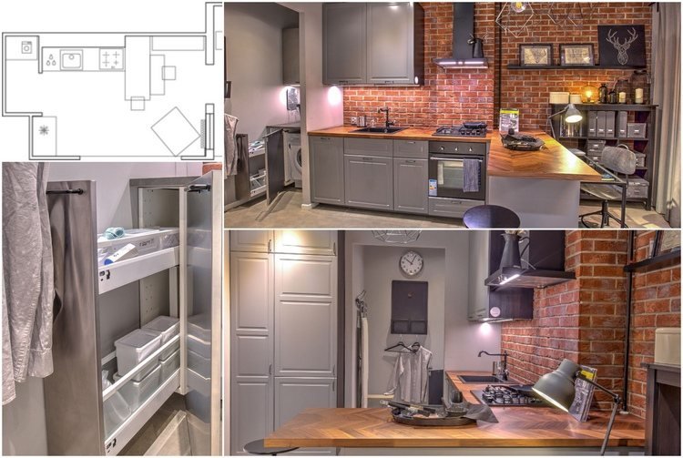 práčka kuchynská linka ikea v podkrovnom štýle