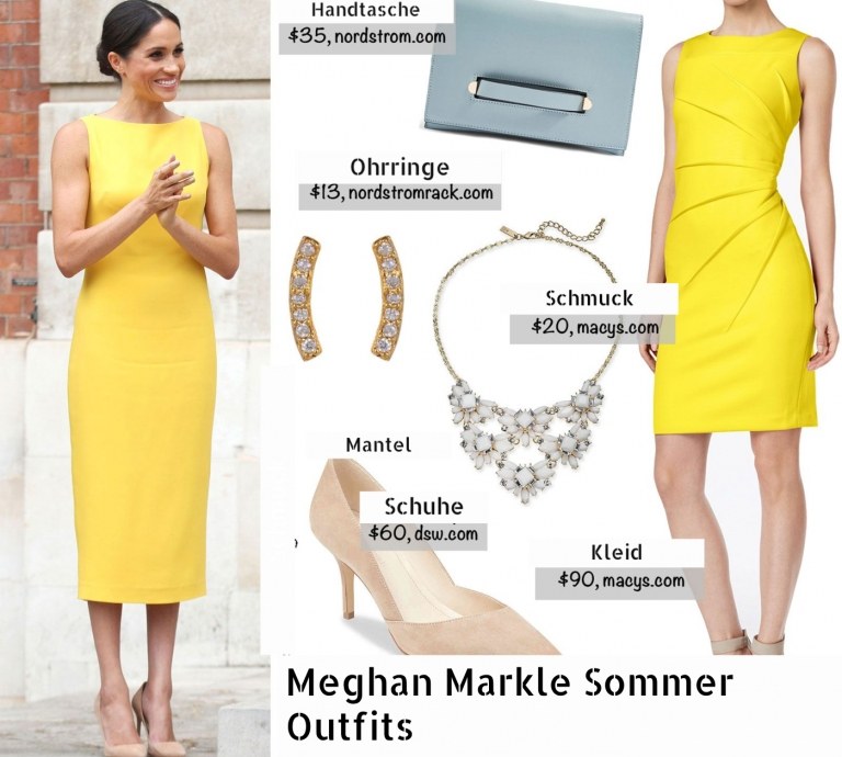 Meghan Markle letné outfityžlté šaty šperky náušnice