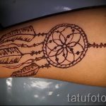 мехенди на ръка ловец на мечти - снимка на временна татуировка с къна 12358 tatufoto.ru