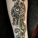 мехенди на ръката на бухал - снимка на временна татуировка с къна 3421 tatufoto.ru