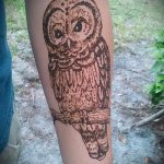 мехенди на ръката на бухал - снимка на временна татуировка с къна 4422 tatufoto.ru