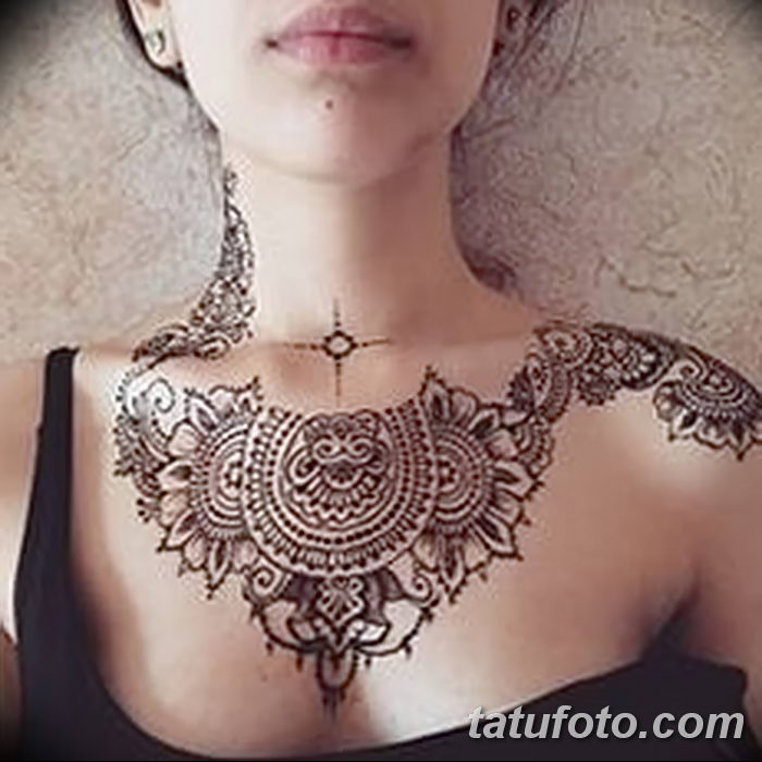 снимка на Mehendi (рисунки с къна) на гърдите от 13.02.2018 г. No 003 - 1 -