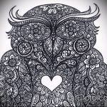 Снимка рисунка на бухал с къна мехенди - 04062017 - пример - 002 сова къна. 610492263_amdr