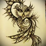 Снимка рисунка на бухал с къна мехенди - 04062017 - пример - 003 сова къна