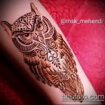 Снимка рисунка на бухал с къна мехенди - 04062017 - пример - 012 сова къна