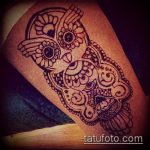 Снимка рисунка на бухал с къна мехенди - 04062017 - пример - 014 сова къна