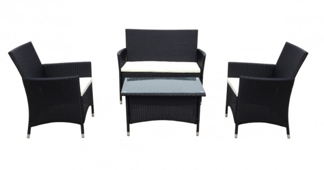 Ratanový salónik 4-dielna sada nábytku do vonkajšieho priestoru