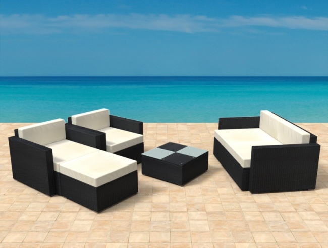 Ratanový sedací nábytok záhradné vonkajšie 5 -dielne čalúnenie klubového stola