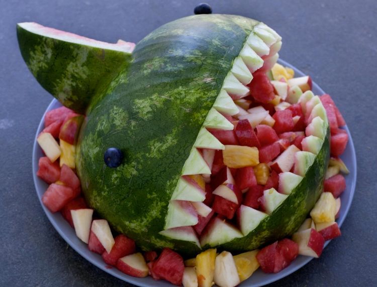 Melón žralok recept recept-ovocno-ovocný šalát-detská narodeninová oslava