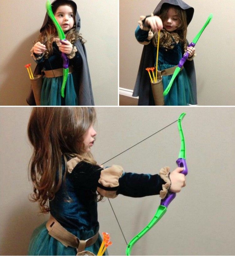 kostým merida s lukom a šípom pre deti