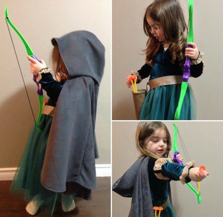 kostým merida pre deti, urobte zo seba pelerínu
