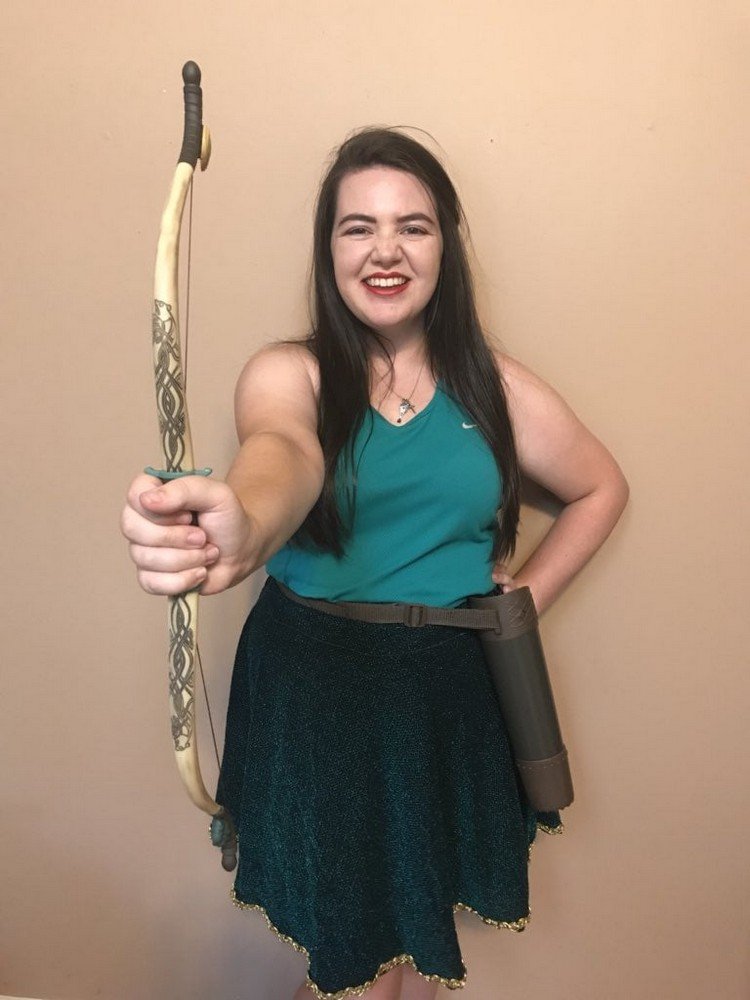 jednoduchá kostýmová sukňa Merida na poslednú chvíľu, zelená horná mašlička