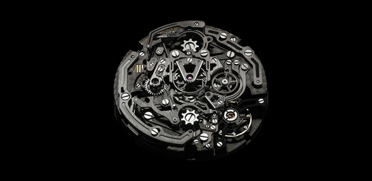 Pohyb Laptimer Royal Oak Concept je taký presný, ako ho poznáte od výrobcu koncept kráľovského duba laptimer hodinový strojček ozubené kolesá audemars piguet