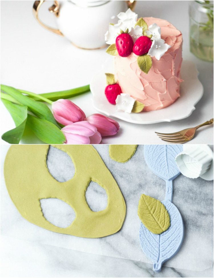 malá svadobná torta jahody krém fondán tvary dekorácií