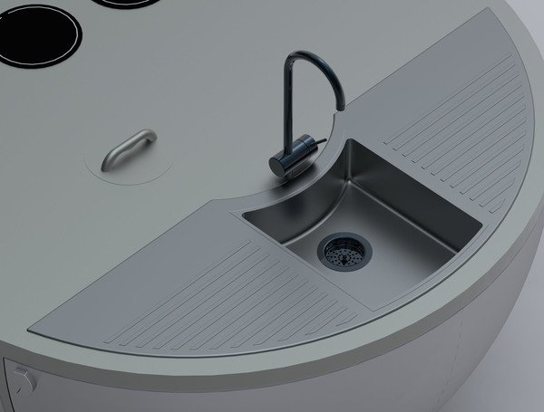 3D model moderného dizajnu postaveného v kuchyni