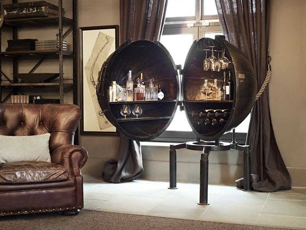 štýlová kovová minibarová obývačka štýlový minibar kovový interiér obývačky klasický