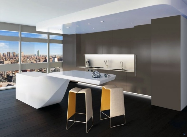 minimalizmus kuchyňa matná biela kuchyňa ostrov jedálenský kút