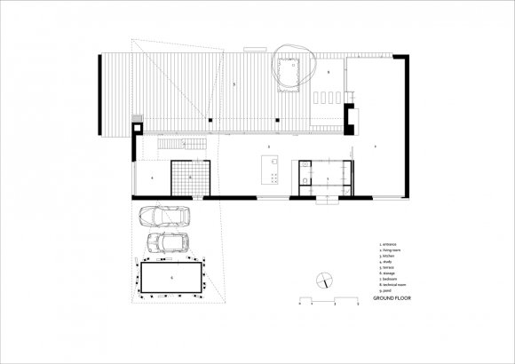 minimalistická architektúra - schéma Waldhaus