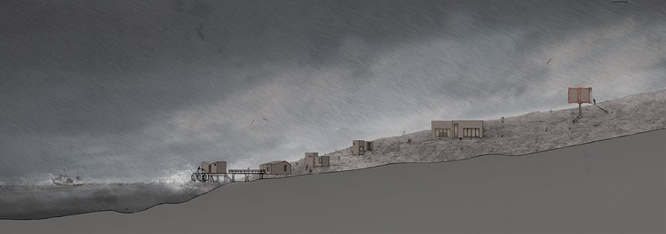 chaty na chodúľoch projektujú na svahovom ostrove Nórsko