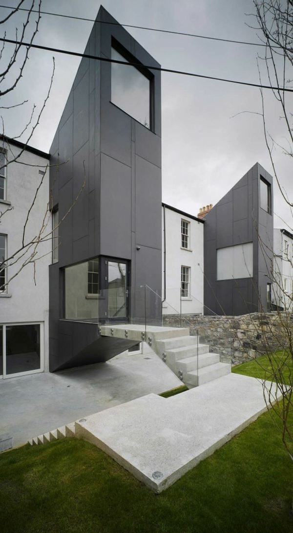 moderný mestský dom v Írsku šedá fasáda