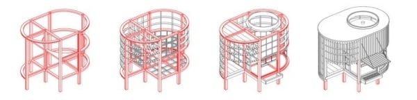 Postupnosť výstavby malej čajovne Sekvencia záhradnej čajovne