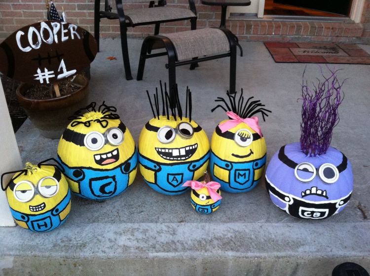 minion tekvica rodinný film patio dekorácia nápad