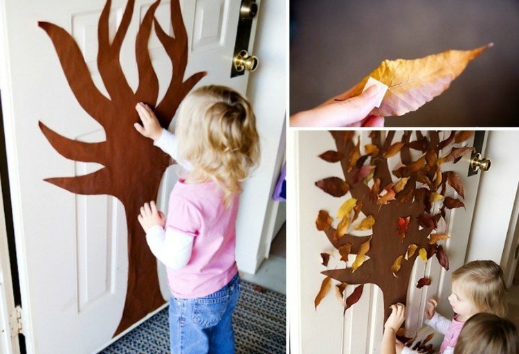 Ručné práce s deťmi na jeseň letáky-jeseň-drotárstvo-obojstranná páska-koruna stromu