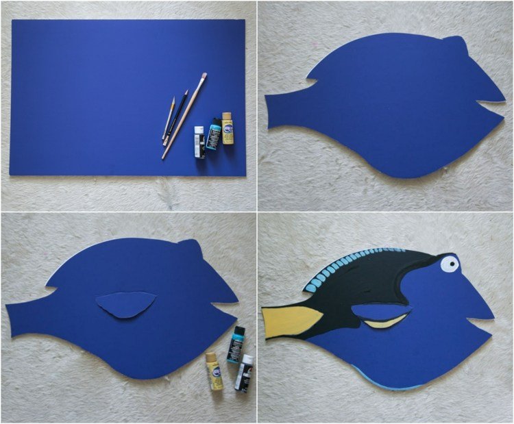 zvieracie kostýmy deti ryby dory papierové penové farby jednoduché
