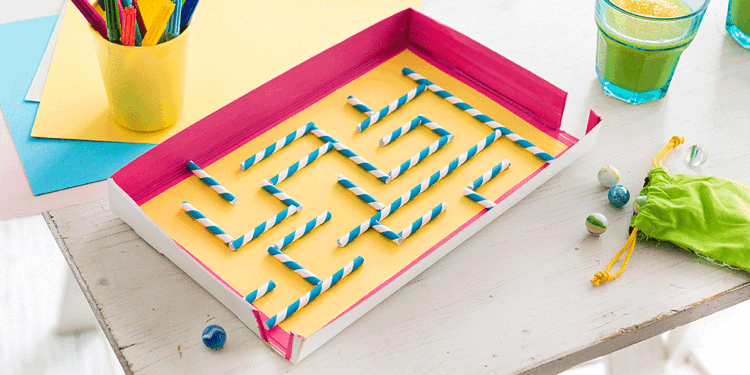 Mramorové bludisko vyrobené z veka botníka botník-drotár-deti-lopta-hra-zručnosť-hra