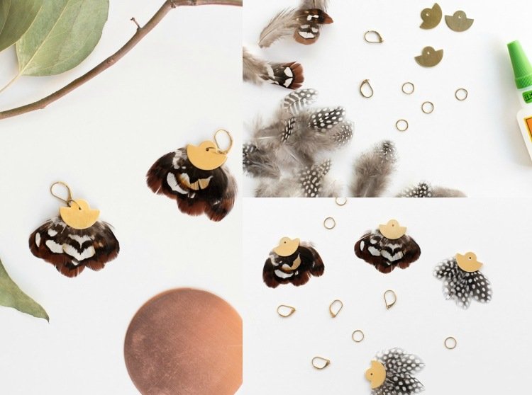 Perie drotárske šperky vyrábajúce náušnice s rovnakým nápadom