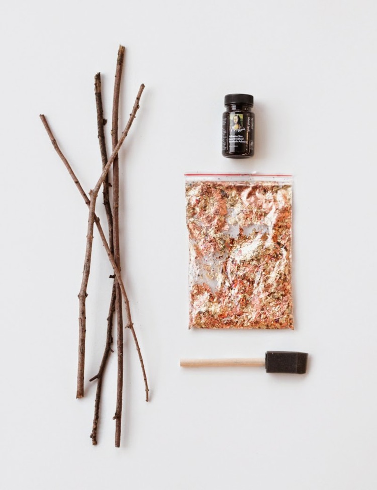 ručný materiál zlatá fólia lepidlo kefa ozdobiť vetvy