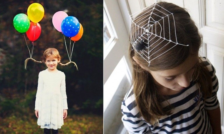 Ozdobte vrkoče Pippi Dlhej Pančuchy farebnými balónikmi a pavučinou ako ozdobou do vlasov
