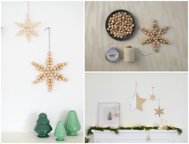 s-drevenými korálkami-drotárstvom-výroba-snehovej vločky-dekorácia-vianoce-sami