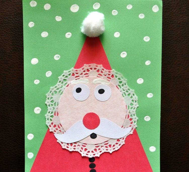 Vyrobte si vianočnú pohľadnicu so Santa Clausom vianočná drotárska vata mikulášska čipkovaná vata